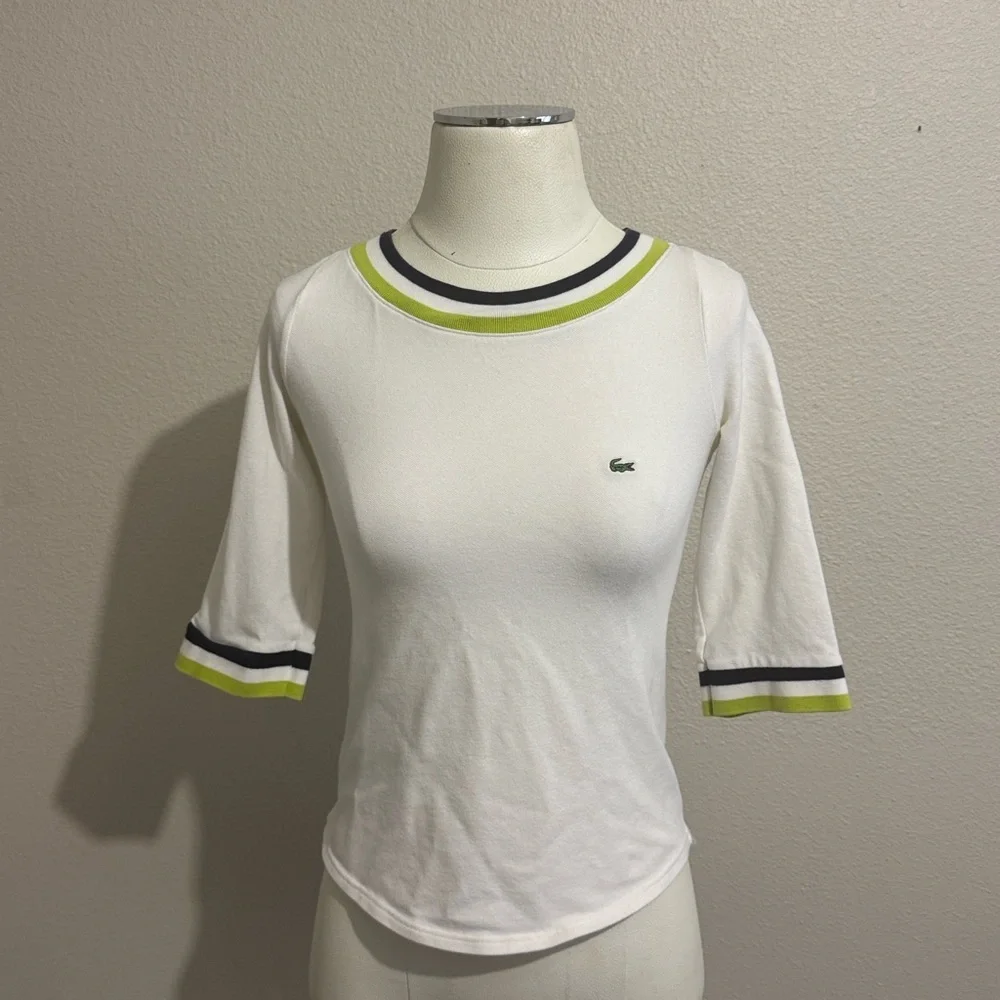 Lacoste Y2K Round Neck 1/2 Sleeves Top Tenis Activewear Preppy - Picture 2 of 7